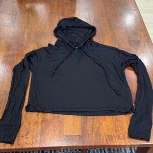 Hollister Slightly Cropped Black Hooded Long Sleeve Top
